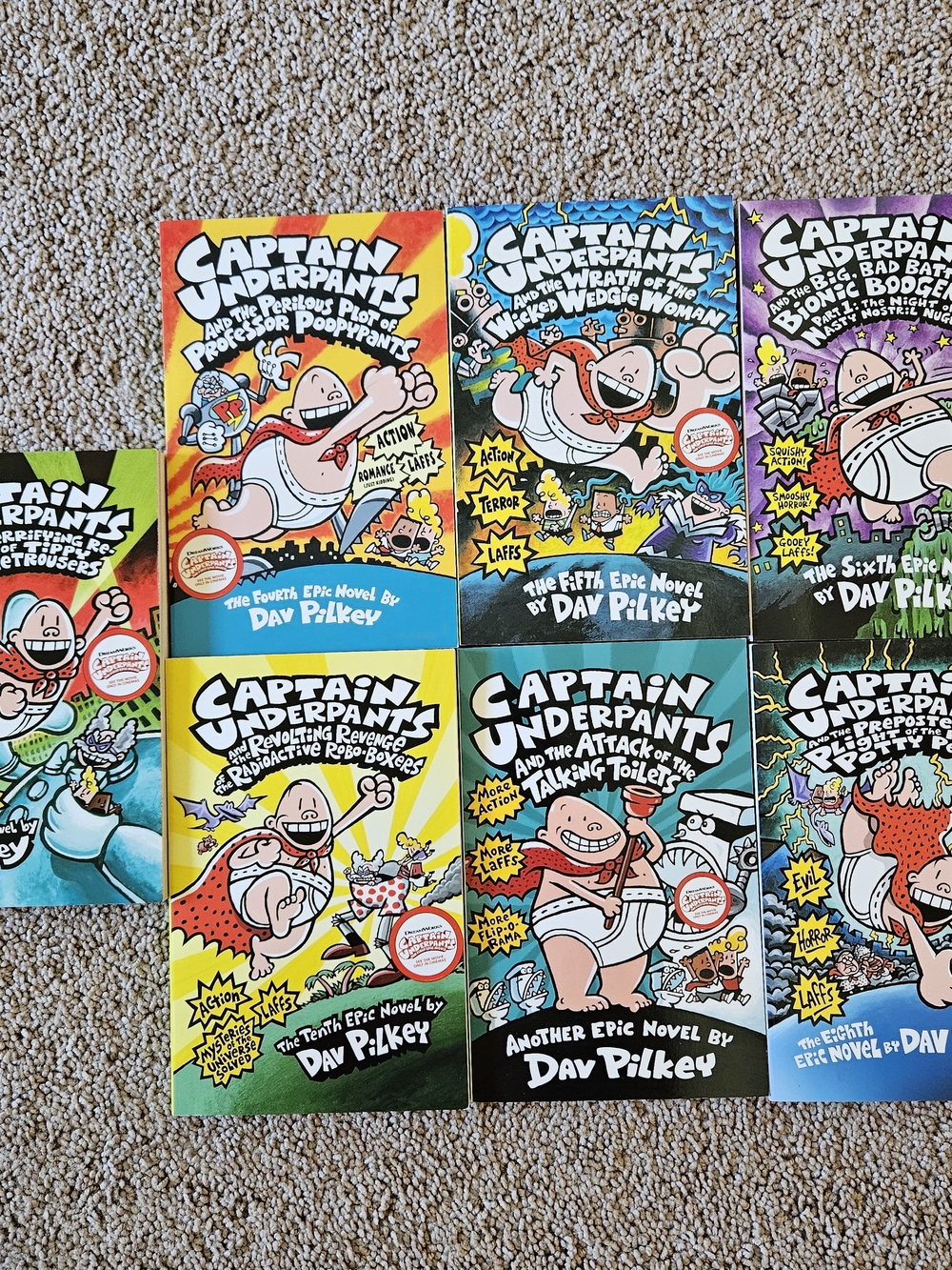 Captain Underpants by Dav Pilkey Paperback Illustrated Book Lot of 7